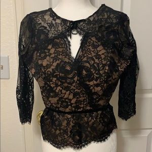 Marchesa Notte black lace blouse New -  6/ Small